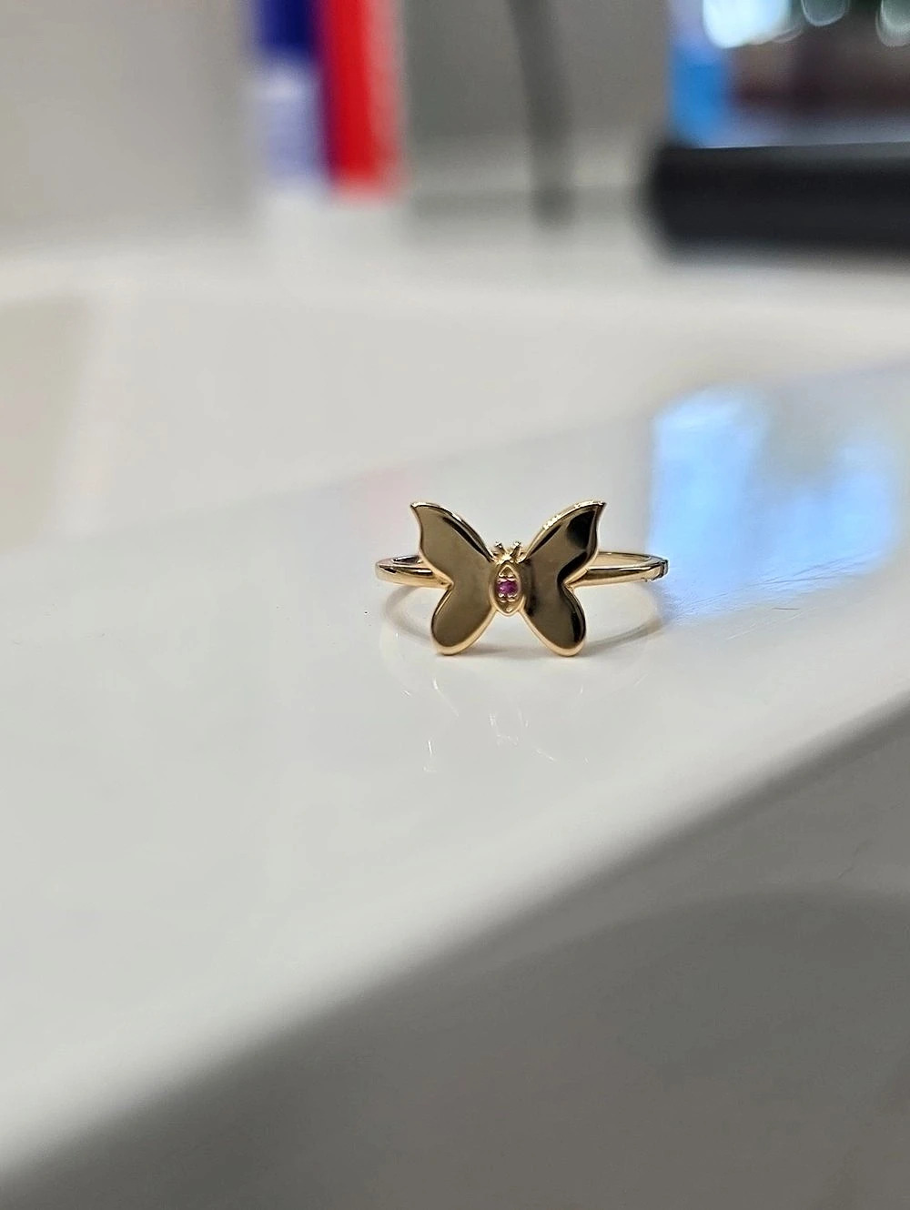 Gold and Pink Sapphire Wicked Glinda Butterfly Ring